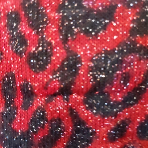 Susan Graver Sparkly Red Leopard Sweater with Bell Sleeves  size S - Picture 6 of 14